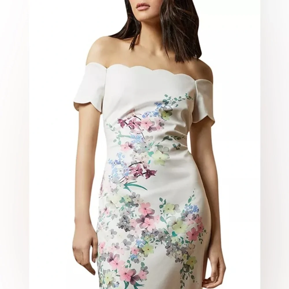 Ted Baker Trixiy Pergola Floral Off the Shoulder Sheath Dress - Picture 3 of 9
